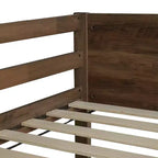 Bellemave Lit superposé jumeau sur jumeau avec têtes et pieds de lit à panneaux, cadre de lit superposé en bois d'hévéa avec barrières de sécurité et échelle, chêne antique