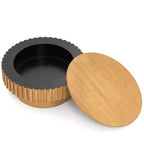 Table basse ronde Costway avec rangement, table basse tambour en bois avec compartiment caché Noyer/Naturel