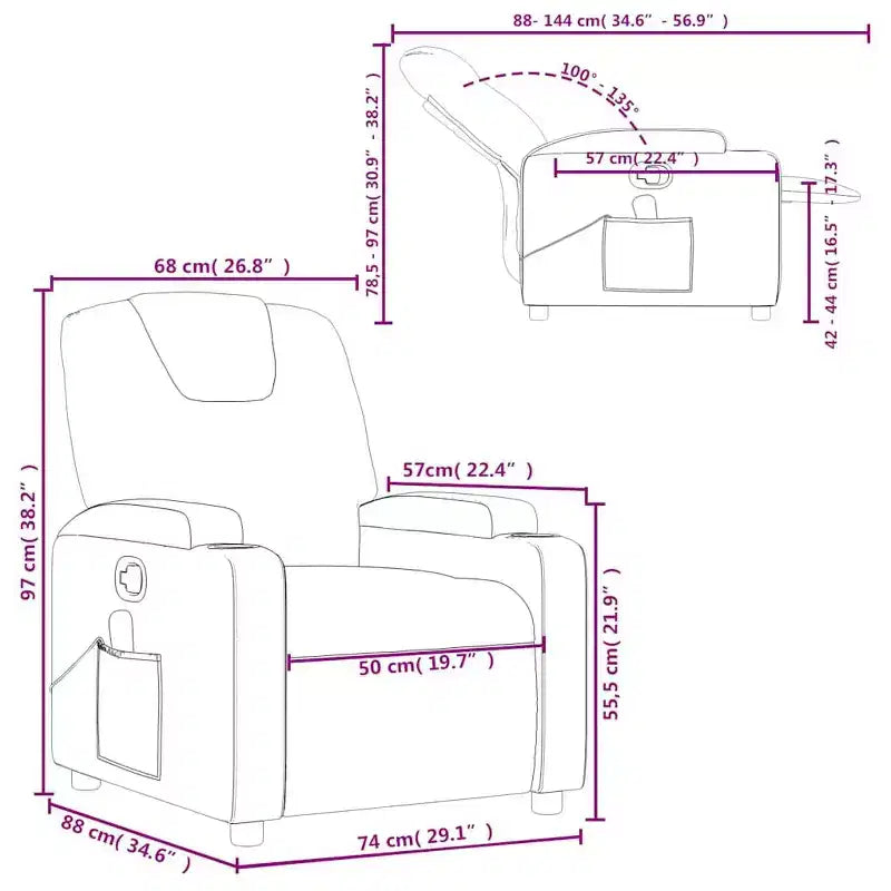 Fauteuil inclinable vidaXL 100 % polyester, métal, contreplaqué simple