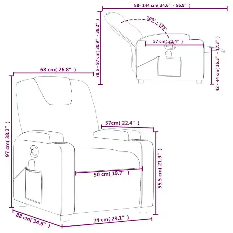 Fauteuil inclinable vidaXL 100 % polyester, métal, contreplaqué simple