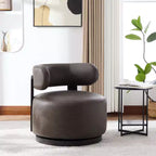 Christopher Knight Home Emile Rubber Wood Faux Leather Upholstered Swivel Club Chair