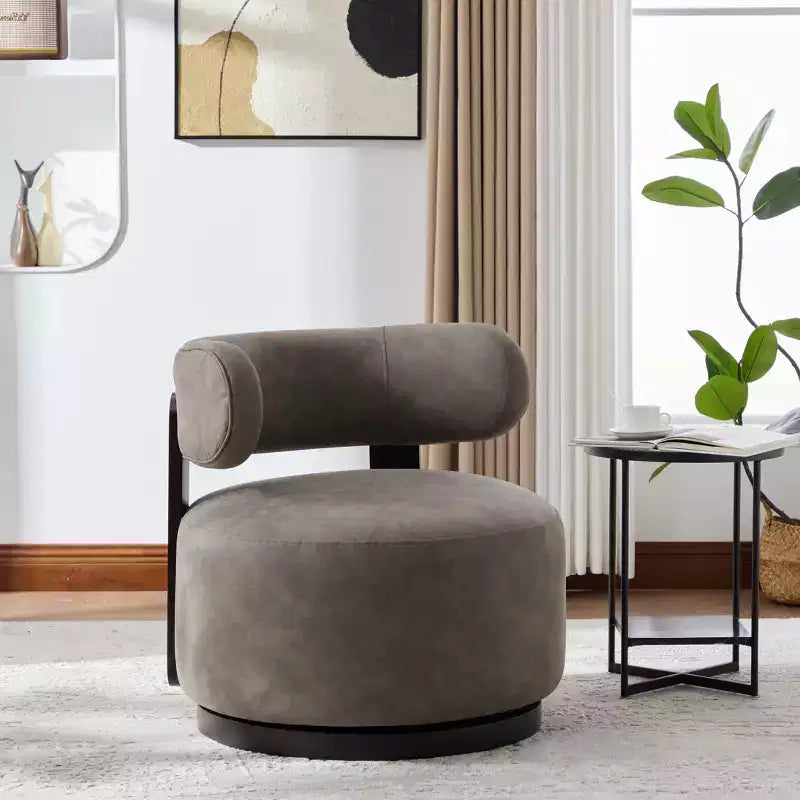 Fauteuil club pivotant Christopher Knight Home Emile en bois d'hévéa et similicuir