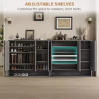 Meuble à chaussures Acekool 46 avec porte cannelée et étagères réglables pour entrée et salon