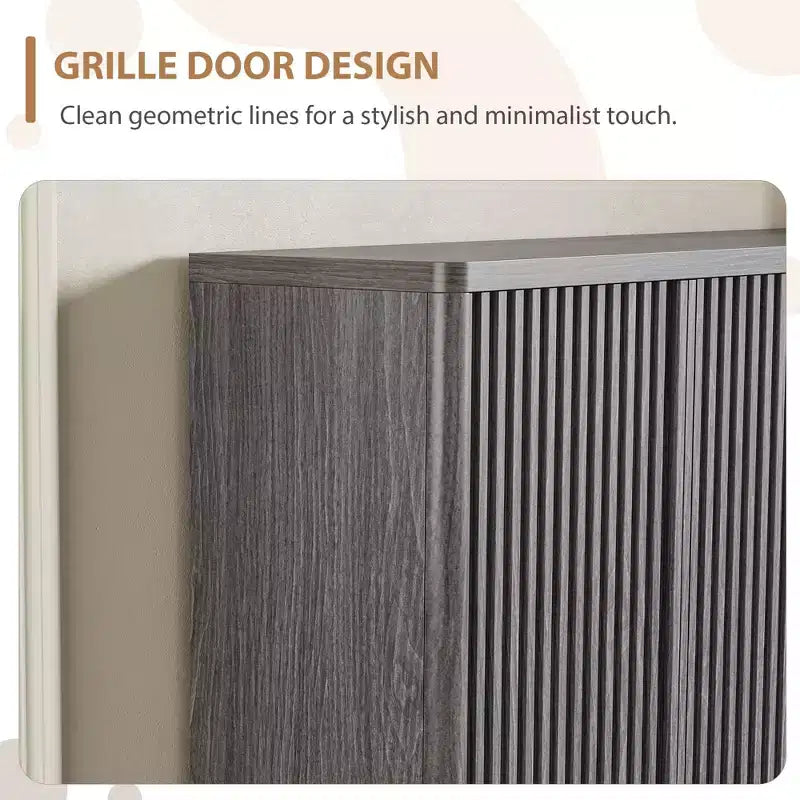Meuble à chaussures Acekool 46 avec porte cannelée et étagères réglables pour entrée et salon