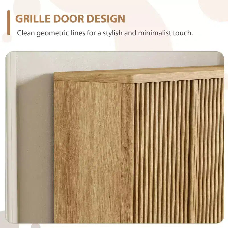 Meuble à chaussures Acekool 46 avec porte cannelée et étagères réglables pour entrée et salon