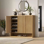 Meuble à chaussures Acekool 46 avec porte cannelée et étagères réglables pour entrée et salon