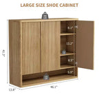 Meuble à chaussures Acekool 46 avec porte cannelée et étagères réglables pour entrée et salon