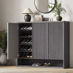 Meuble à chaussures Acekool 46 avec porte cannelée et étagères réglables pour entrée et salon