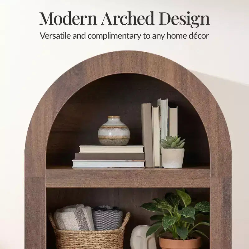 Meuble de rangement étroit Best Choice Products de 72 po de haut avec étagères réglables, bibliothèque moderne à 4 niveaux avec arches