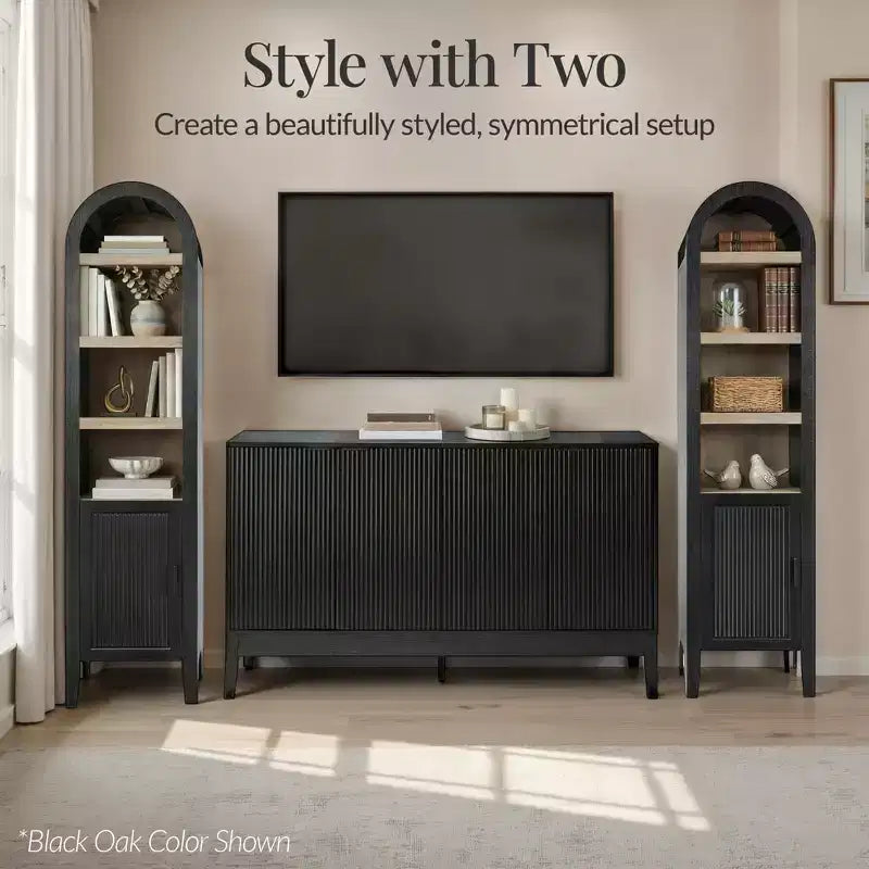 Meuble de rangement étroit Best Choice Products de 72 po de haut avec étagères réglables, bibliothèque moderne à 4 niveaux avec arches
