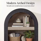 Meuble de rangement étroit Best Choice Products de 72 po de haut avec étagères réglables, bibliothèque moderne à 4 niveaux avec arches