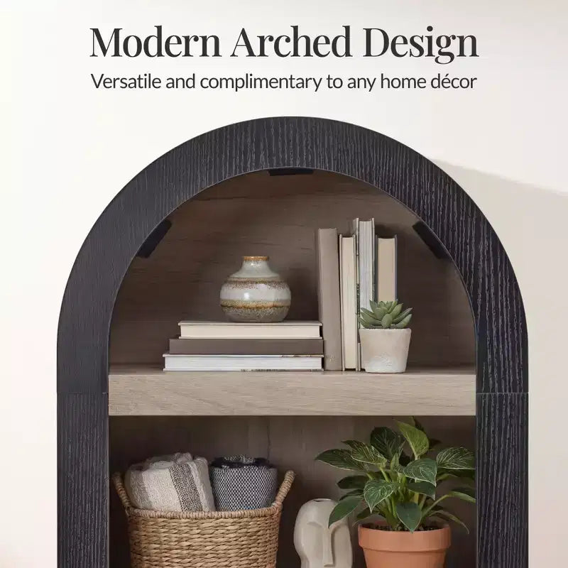 Meuble de rangement étroit Best Choice Products de 72 po de haut avec étagères réglables, bibliothèque moderne à 4 niveaux avec arches
