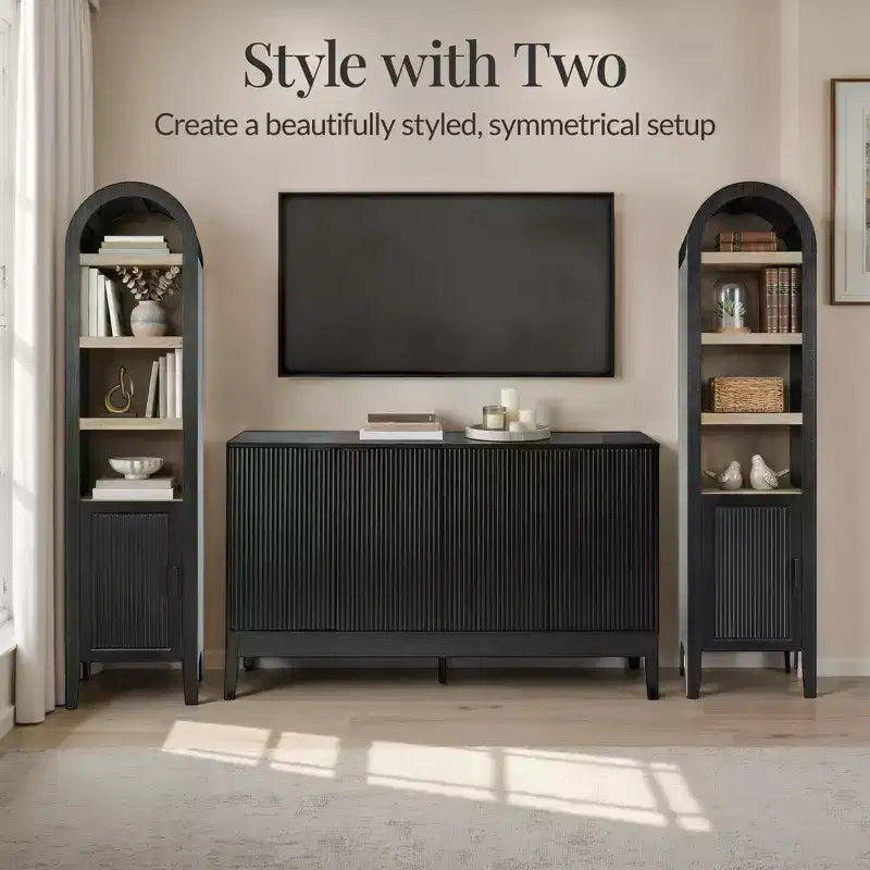 Meuble de rangement étroit Best Choice Products de 72 po de haut avec étagères réglables, bibliothèque moderne à 4 niveaux avec arches