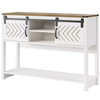 Table console de ferme 46" avec porte coulissante style grange, table d'entrée rustique avec tiroirs et étagère réglable