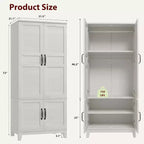 Armoire de 183 cm de haut en bois avec 4 portes, tringle de suspension et étagères réglables, Armoire de rangement autonome pour chambre à coucher