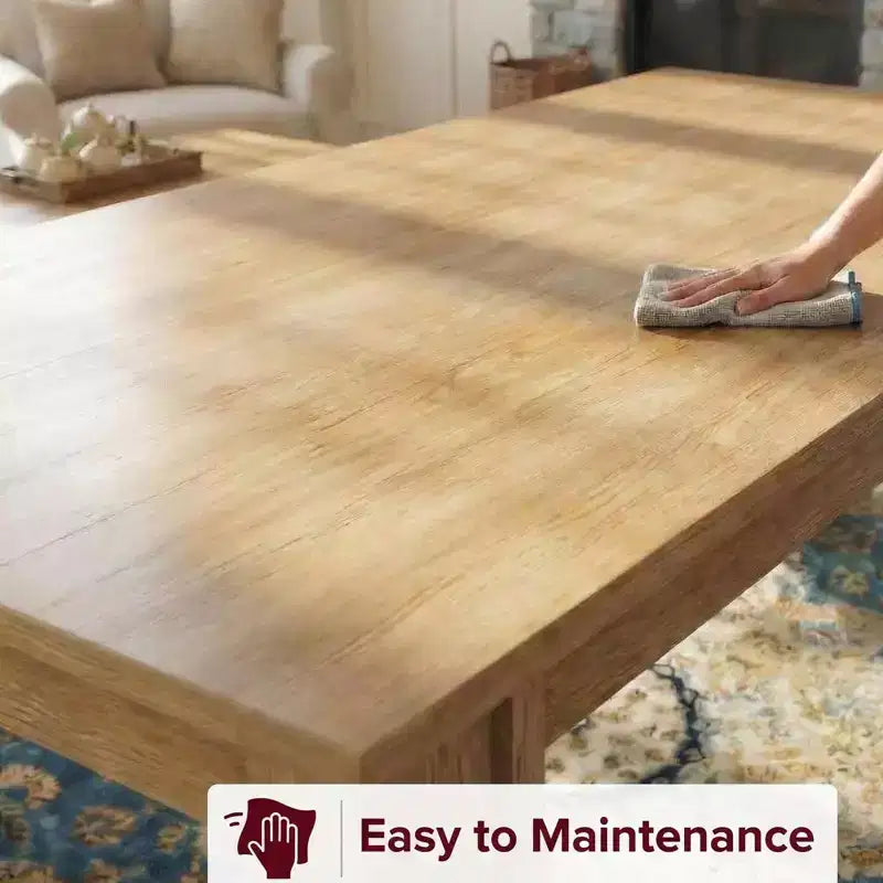 Table à manger GustoWave 71 pour 6-8 personnes, table de cuisine rectangulaire de style ferme avec pieds en H larges, plateau épais, finition bois naturel