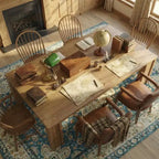 Table à manger GustoWave 71 pour 6-8 personnes, table de cuisine rectangulaire de style ferme avec pieds en H larges, plateau épais, finition bois naturel
