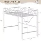 Lit mezzanine deux places avec garde-corps de sécurité arqué et échelle de sécurité, cadre en métal robuste avec lattes en acier solides, pas besoin de sommier tapissier, gain de place