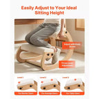 Chaise Ergonomique à Genoux VEVOR, Chaise à Genoux Posture en Bois avec Coussins Épais en Mousse Réglables et Cadre en Bois Massif, Hauteur Réglable, Beige