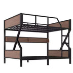 Bellemave Lit superposé superposé en métal avec étagères de rangement et lumière LED, cadre de lit superposé robuste avec barrières de sécurité et échelle, silencieux, noir