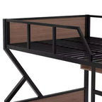 Bellemave Lit superposé superposé en métal avec étagères de rangement et lumière LED, cadre de lit superposé robuste avec barrières de sécurité et échelle, silencieux, noir