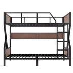 Bellemave Lit superposé superposé en métal avec étagères de rangement et lumière LED, cadre de lit superposé robuste avec barrières de sécurité et échelle, silencieux, noir