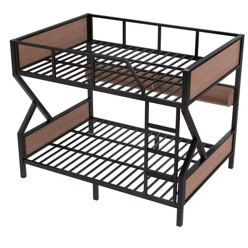 Bellemave Lit superposé superposé en métal avec étagères de rangement et lumière LED, cadre de lit superposé robuste avec barrières de sécurité et échelle, silencieux, noir