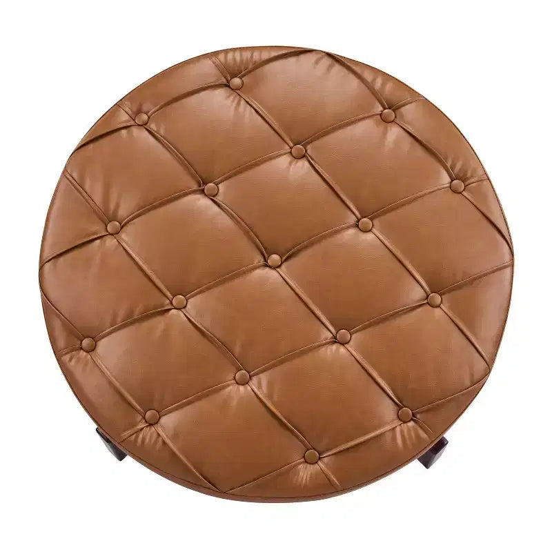 Christopher Knight Home Javier Pouf de rangement rond moderne en bois rembourré avec design capitonné et couvercle réversible