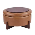 Christopher Knight Home Javier Pouf de rangement rond moderne en bois rembourré avec design capitonné et couvercle réversible