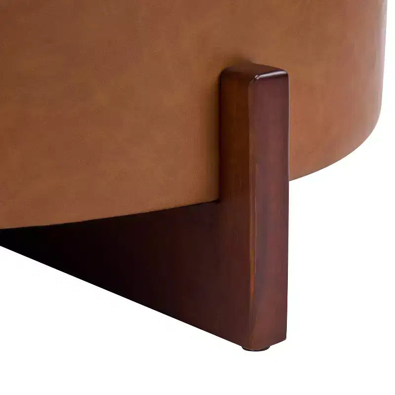 Christopher Knight Home Javier Pouf de rangement rond moderne en bois rembourré avec design capitonné et couvercle réversible