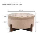 Christopher Knight Home Javier Pouf de rangement rond moderne en bois rembourré avec design capitonné et couvercle réversible