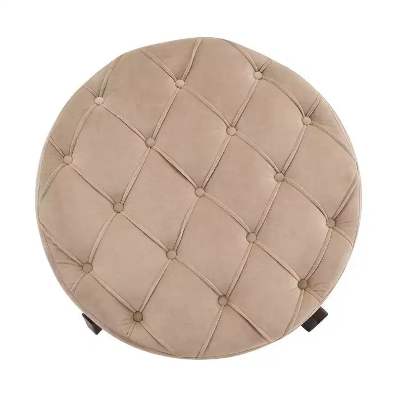 Christopher Knight Home Javier Pouf de rangement rond moderne en bois rembourré avec design capitonné et couvercle réversible