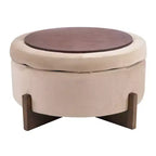 Christopher Knight Home Javier Pouf de rangement rond moderne en bois rembourré avec design capitonné et couvercle réversible