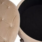 Christopher Knight Home Javier Pouf de rangement rond moderne en bois rembourré avec design capitonné et couvercle réversible