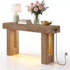 GustoWave 63 Table console de ferme, Table d'entrée en bois avec étagère de rangement, Table de canapé étroite pour couloir, entrée, Bois de santal