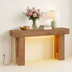 GustoWave 63 Table console de ferme, Table d'entrée en bois avec étagère de rangement, Table de canapé étroite pour couloir, entrée, Bois de santal