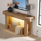 GustoWave 63 Table console de ferme, Table d'entrée en bois avec étagère de rangement, Table de canapé étroite pour couloir, entrée, Bois de santal