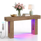 GustoWave 63 Console Table, Table de canapé rectangulaire en bois avec étagère de rangement, Table d'appoint étroite pour couloir, entrée, foyer