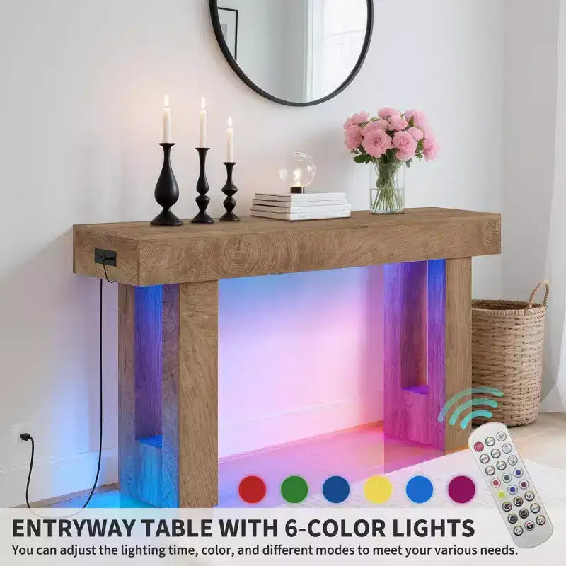 GustoWave 63 Console Table, Table de canapé rectangulaire en bois avec étagère de rangement, Table d'appoint étroite pour couloir, entrée, foyer