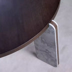 Ensemble Table Basse Ronde Moderne Ora Maison avec Pieds en Pierre Frittée et Table d'Appoint Assortie, Noir