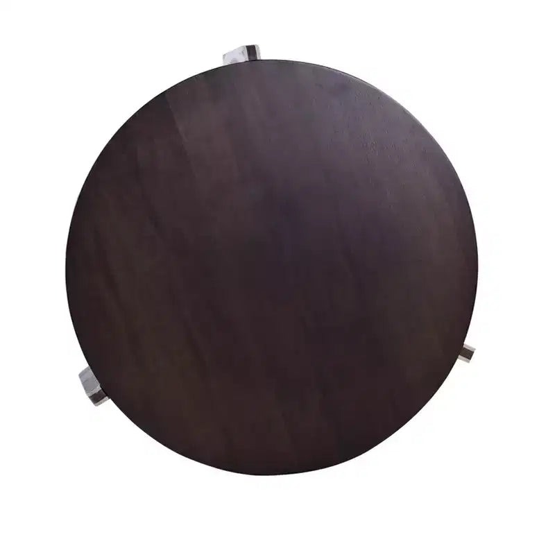 Ensemble Table Basse Ronde Moderne Ora Maison avec Pieds en Pierre Frittée et Table d'Appoint Assortie, Noir
