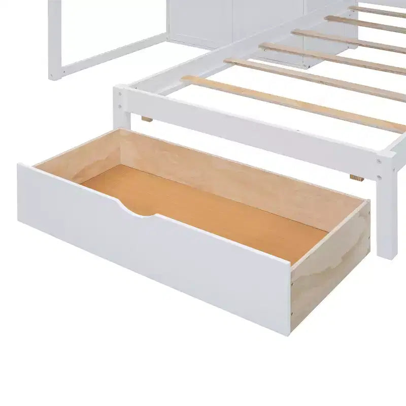 Lit superposé moderne Luxystar, une place et demie sur une place, avec armoire et 5 tiroirs