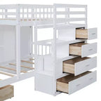 Lit superposé moderne Luxystar, une place et demie sur une place, avec armoire et 5 tiroirs