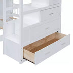 Lit superposé moderne Luxystar, une place et demie sur une place, avec armoire et 5 tiroirs