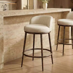 Lot de 2 tabourets de bar hauteur comptoir, tabourets de comptoir modernes rembourrés avec pieds en fer bronze martelé, chaises d'îlot en tissu bouclé pour salle à manger et bar