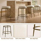 Lot de 2 tabourets de bar hauteur comptoir, tabourets de comptoir modernes rembourrés avec pieds en fer bronze martelé, chaises d'îlot en tissu bouclé pour salle à manger et bar