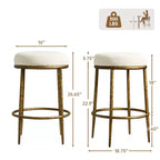 Lot de 2 tabourets de bar hauteur comptoir, tabourets de comptoir modernes rembourrés avec pieds en fer bronze martelé, chaises d'îlot en tissu bouclé pour salle à manger et bar