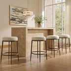 Lot de 2 tabourets de bar hauteur comptoir, tabourets de comptoir modernes rembourrés avec pieds en fer bronze martelé, chaises d'îlot en tissu bouclé pour salle à manger et bar