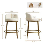 Lot de 2 tabourets de bar hauteur comptoir, tabourets de comptoir modernes rembourrés avec pieds en fer bronze martelé, chaises d'îlot en tissu bouclé pour salle à manger et bar