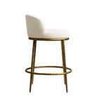 Lot de 2 tabourets de bar hauteur comptoir, tabourets de comptoir modernes rembourrés avec pieds en fer bronze martelé, chaises d'îlot en tissu bouclé pour salle à manger et bar